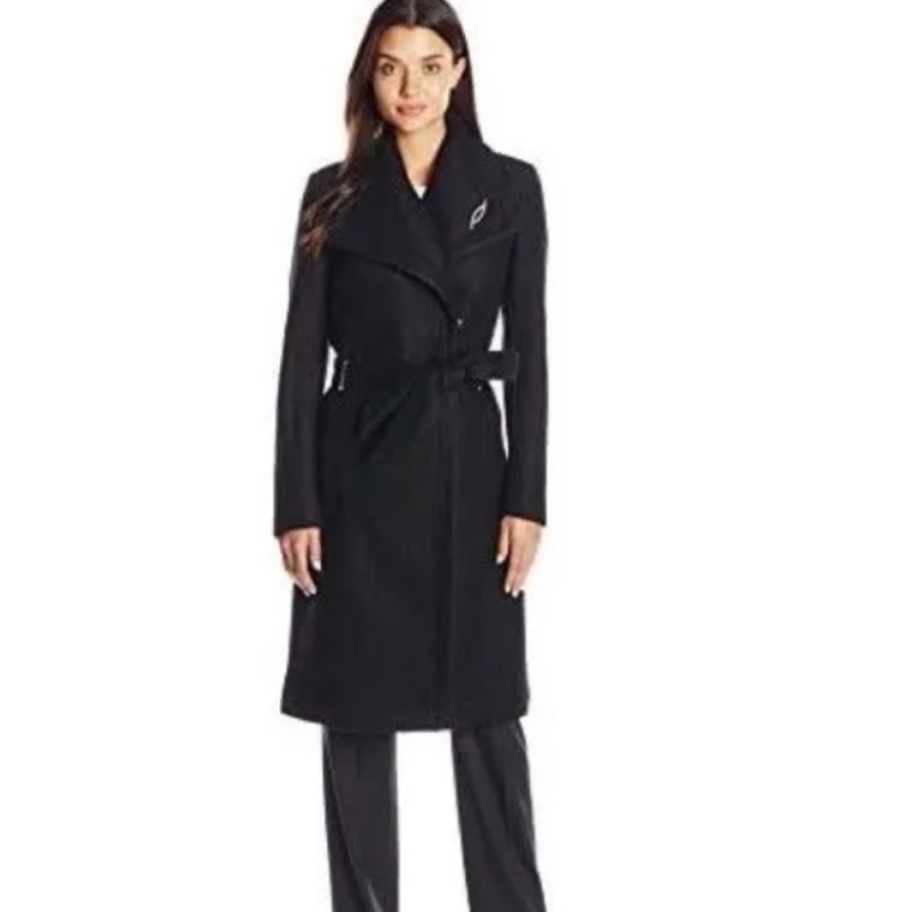 Ivanka Trump Women's Boucle Pin Coat Long Belted Wrap